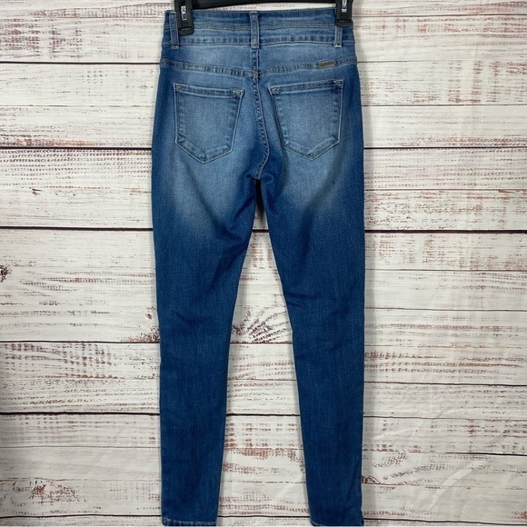 KANCAN distressed double‎ button stretch ripped casual size 3 skinny jeans - Picture 2 of 7